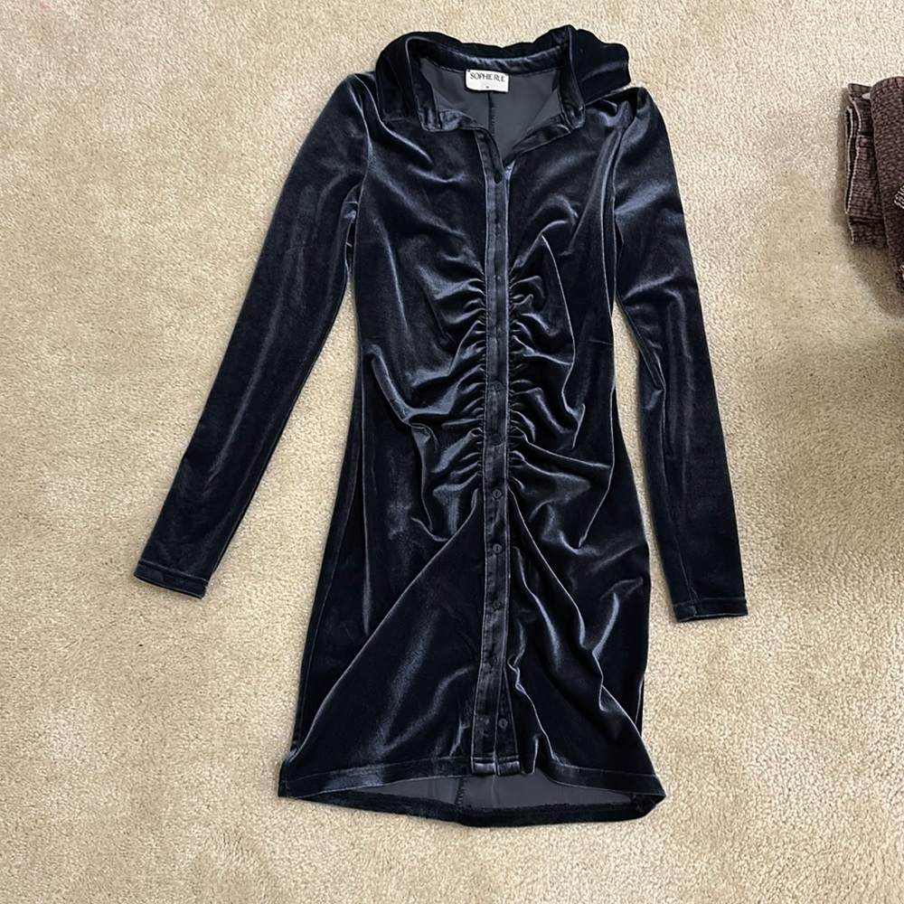 Dark navy velvet dress